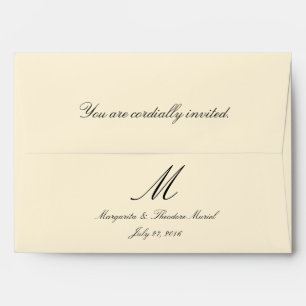 A7 Cream Simple Monogram Wedding Envelopes