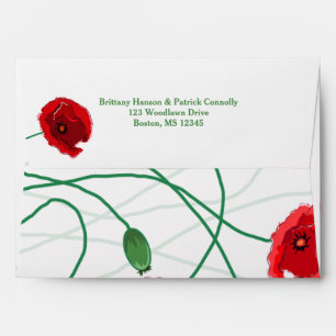 A7 Envelope for 5"x7" Invites   Red Poppies