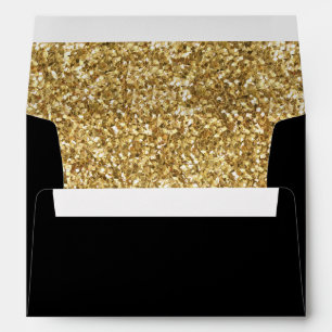 A7 Gold Glitter Black Envelope (7.25" x 5.25")