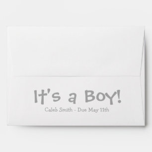 A7 Grey White Due Date Baby Shower Envelopes