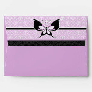 A7 Lavender Purple Butterfly Flap Damask Envelopes