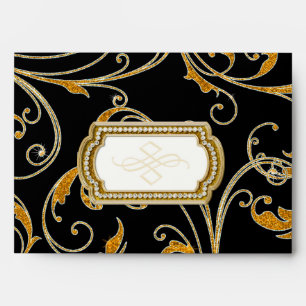A7 Matching Glam Old Hollywood Regency Black Tie Envelopes