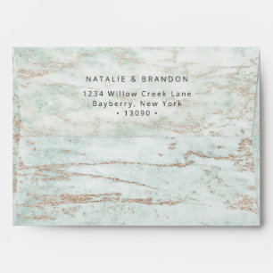 A7 Modern Marbles in Jade with Rose Gold 5x7 Envelope