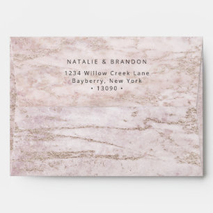 A7 Modern Marbles in Mauve with Rose Gold 5x7 Envelope