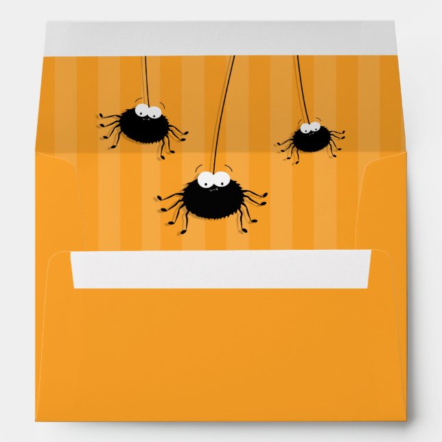 #A7 Orange Stripe Spiders | Halloween Envelope (Back (Bottom))