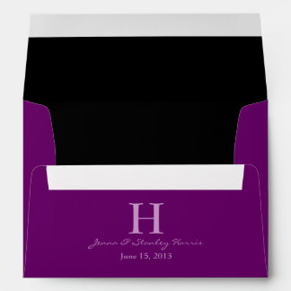 A7 Plum Purple & Black Monogram Wedding Envelopes