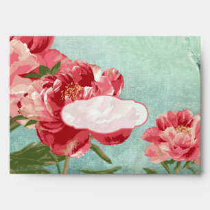 A7 Preprinted Pretty Retro Flower Chintz Peony Envelope