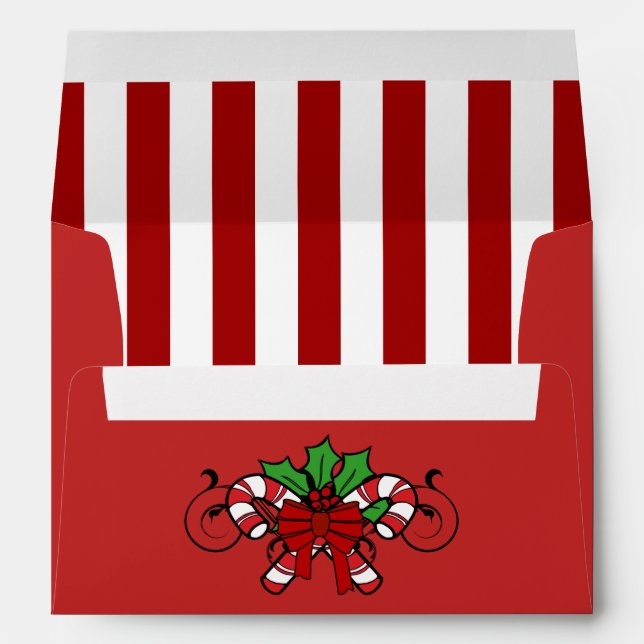 A7 Red Candy Cane Striped Christmas Envelopes (Back (Bottom))