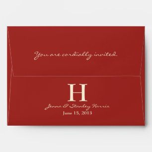 A7 Red & Cream Monogram Wedding Envelopes
