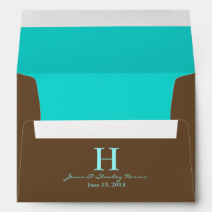 A7 Teal & Brown Monogram Wedding Envelopes
