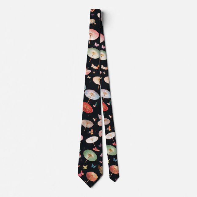 A 1000 Parasols Pattern Black Tie (Front)