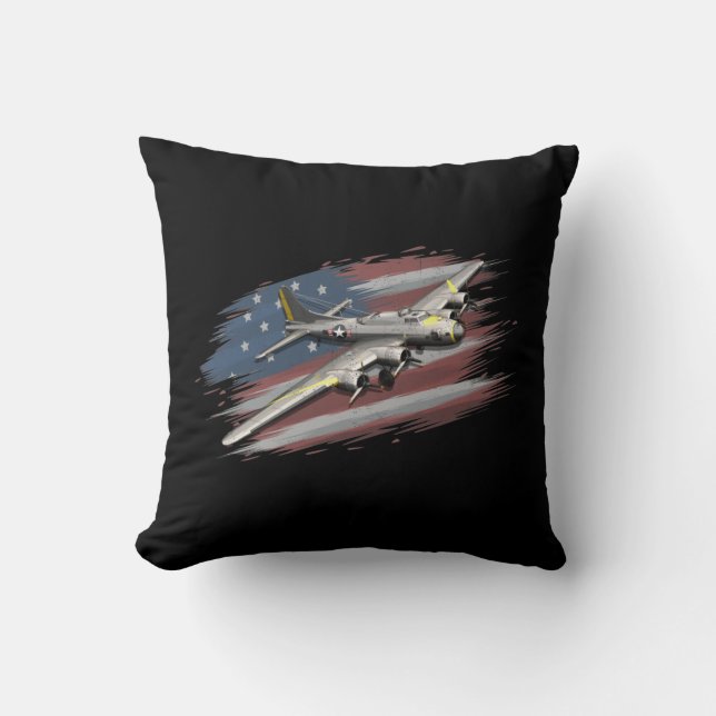 A-10 Thunderbolt 2 Warthog Plane American US FLAG  Cushion (Front)