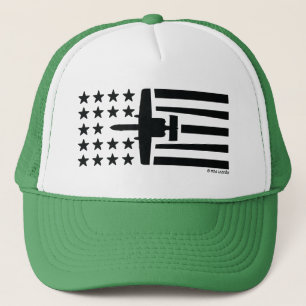 A-10 Warthog Attack Jet Black Stars Stripes Trucker Hat