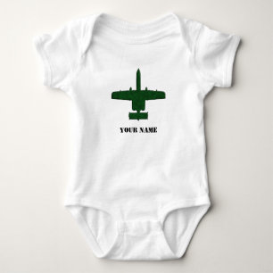 A-10 Warthog Silhouette Green Camo Aeroplane Baby Bodysuit