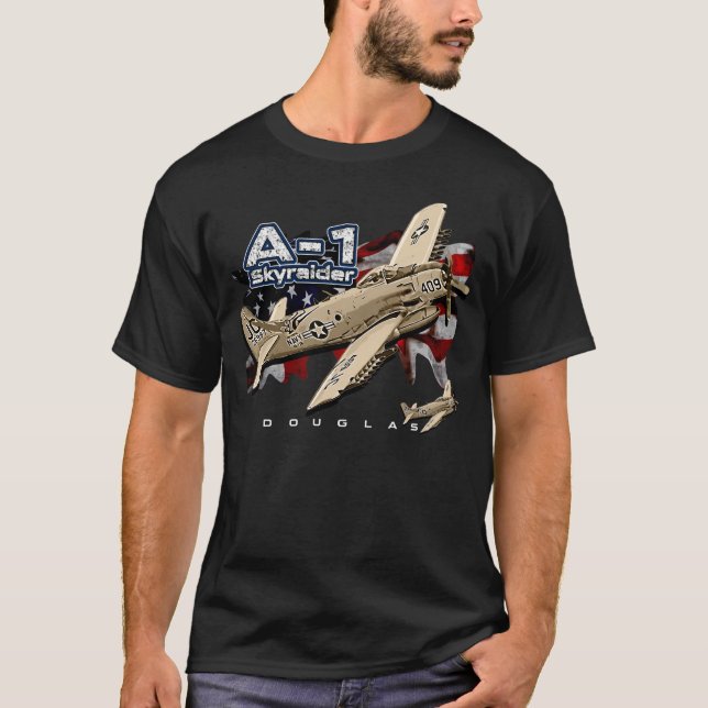 A-1 Skyraider VintageUSAF FIghter Aeroplane T-Shirt (Front)