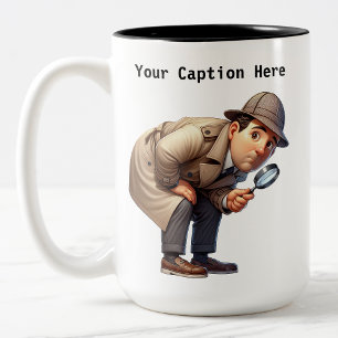 A 3D Amateur Detective Searching for Clues Two-Tone Coffee Mug