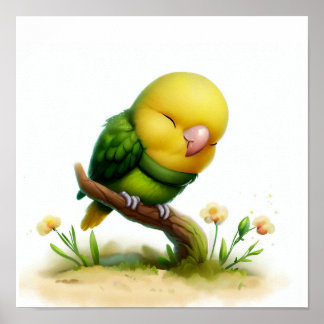 A 3D Image of a Double Yellow-headed Amazon Parrot Poster