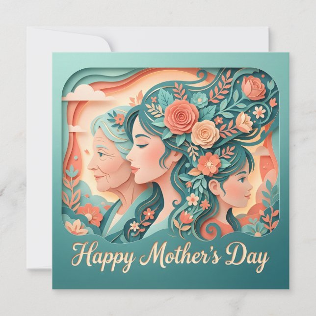 A 3D Papercut Mother's Day Card (Front)