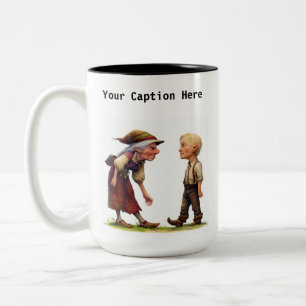 A 3D Render of an Angry Elf Yelling Two-Tone Coffee Mug