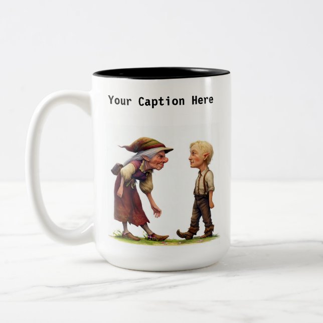 A 3D Render of an Angry Elf Yelling Two-Tone Coffee Mug (Left)