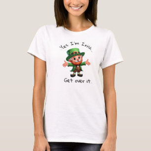 A 3D Rendered Leprechaun with a Custom Caption T-Shirt