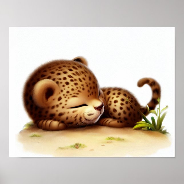 A 3D Rendered Watercolor Image of a Cheetah Poster (Front)