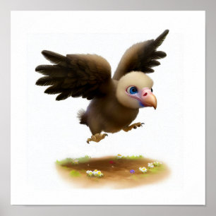 A 3D Rendered Watercolor Image of a Condor Poster