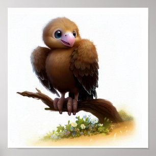 A 3D Rendered Watercolor Image of a Condor Poster