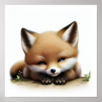 A 3D Watercolor Painting of a Cute Young Fox