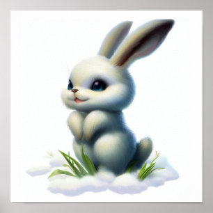 A 3D Watercolor Painting of an Arctic Hare Poster