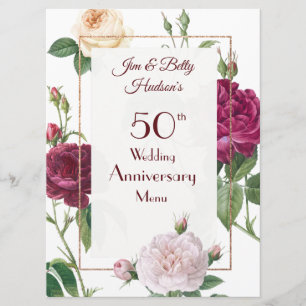 A 50th Wedding Anniversary Party - Menu Card