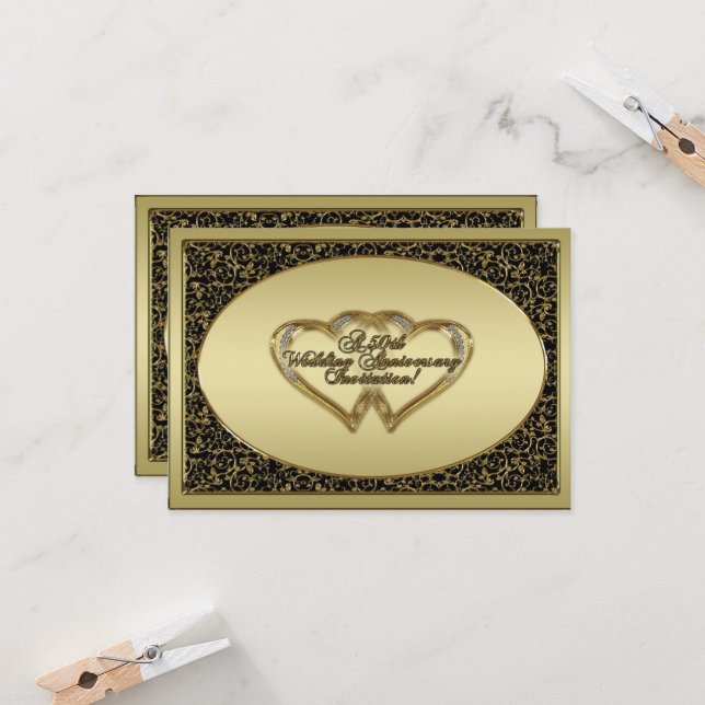 A 50th Wedding Anniversary RSVP Invitation Card (Front/Back In Situ)