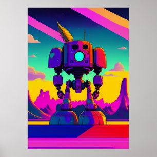A 60s Inspired Skeleton Robot Poster