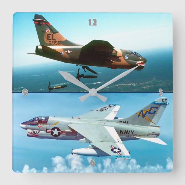 A-7 CORSAIR II SQUARE WALL CLOCK (Front)