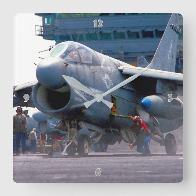A-7 CORSAIR II SQUARE WALL CLOCK (Front)