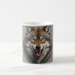 A aggressive wolf Mug design