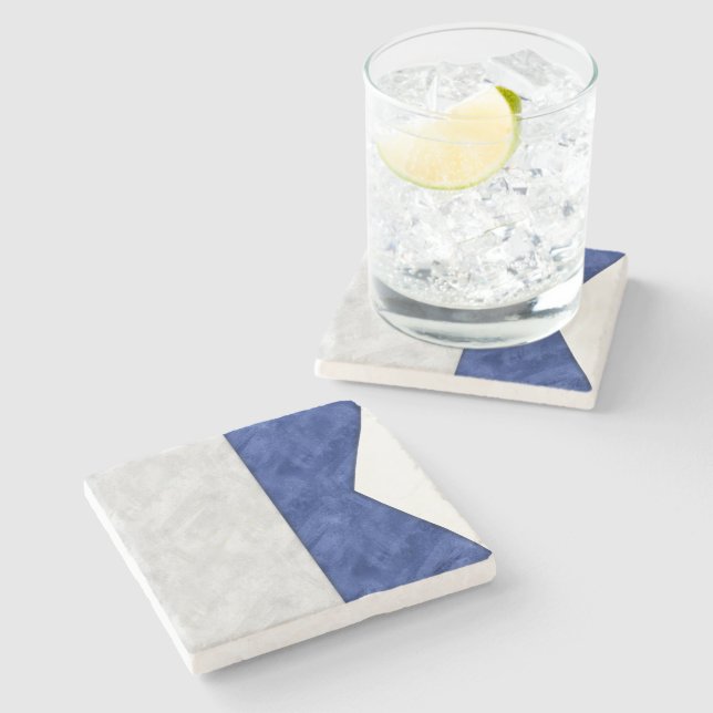 A Alfa Watercolor Nautical Signal Maritime Flag Stone Coaster (Side)