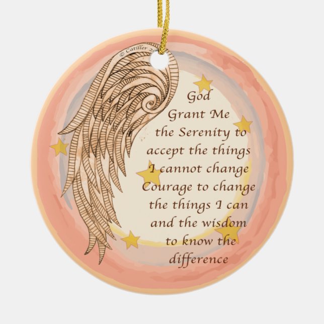 A  Angel Serenity Prayer Ceramic Tree Decoration (Front)