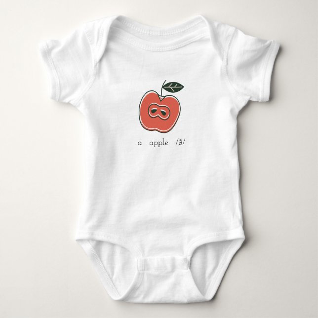a  apple  /ă/  baby bodysuit (Front)