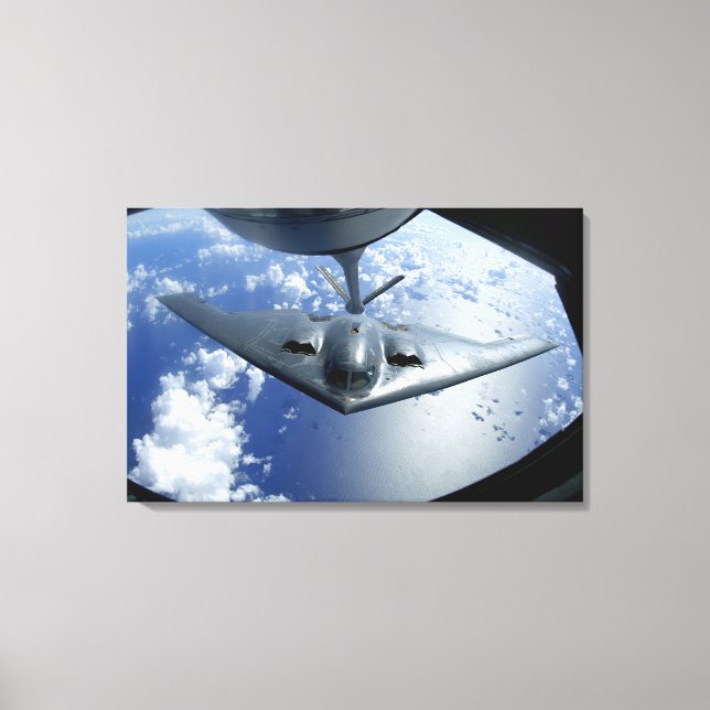 A B-2 Spirit moves into position for refueling Canvas Print (Front)