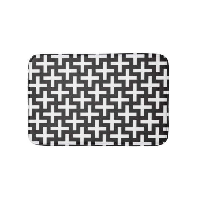 A b&w patterns made with 'plus' sign bath mat (Front)