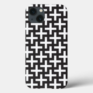 A b&w patterns made with 'plus' sign iPhone 13 case