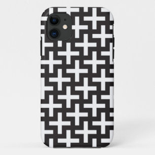 A b&w patterns made with 'plus' sign iPhone 11 case