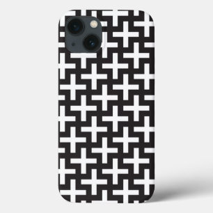 A b&w patterns made with 'plus' sign iPhone 13 case