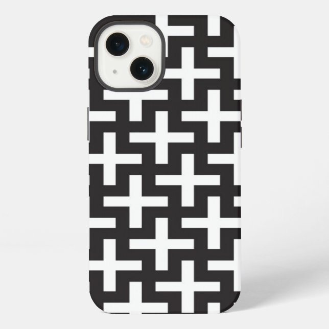 A b&w patterns made with 'plus' sign iPhone case (Back)