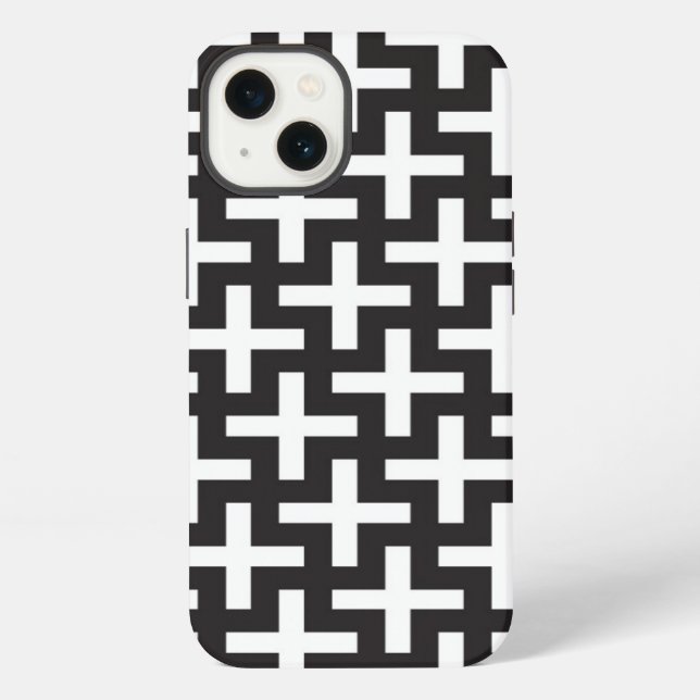 A b&w patterns made with 'plus' sign iPhone case (Back)