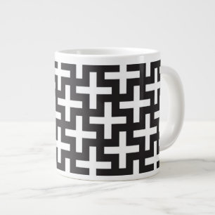 A b&w patterns made with 'plus' sign large coffee mug