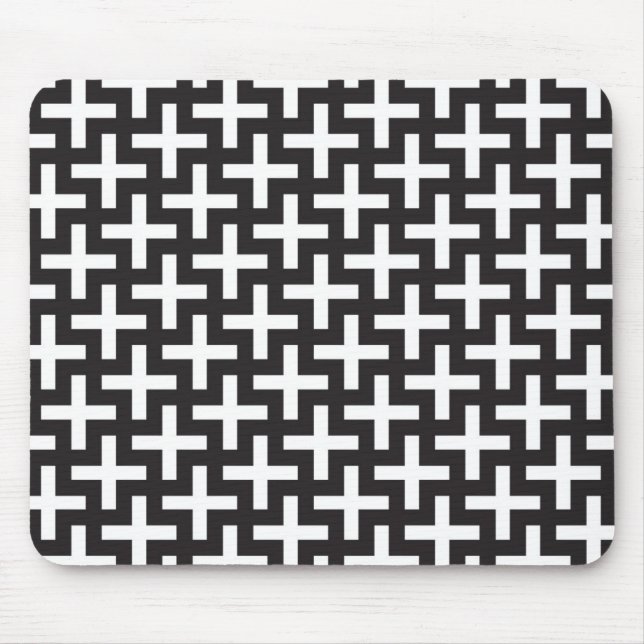A b&w patterns made with 'plus' sign mouse mat (Front)