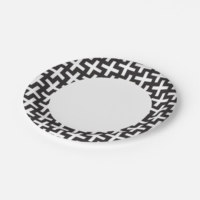 A b&w patterns made with 'plus' sign paper plate (Angled)
