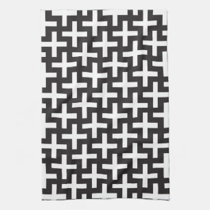 A b&w patterns made with 'plus' sign tea towel